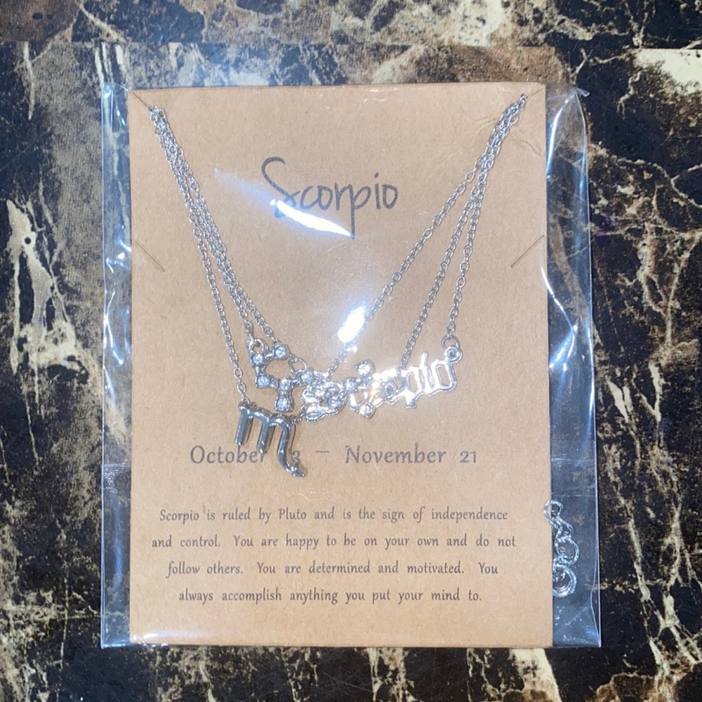 BOGO Scorpio Silver Plated Necklace 3 Layer Brand New Sealed